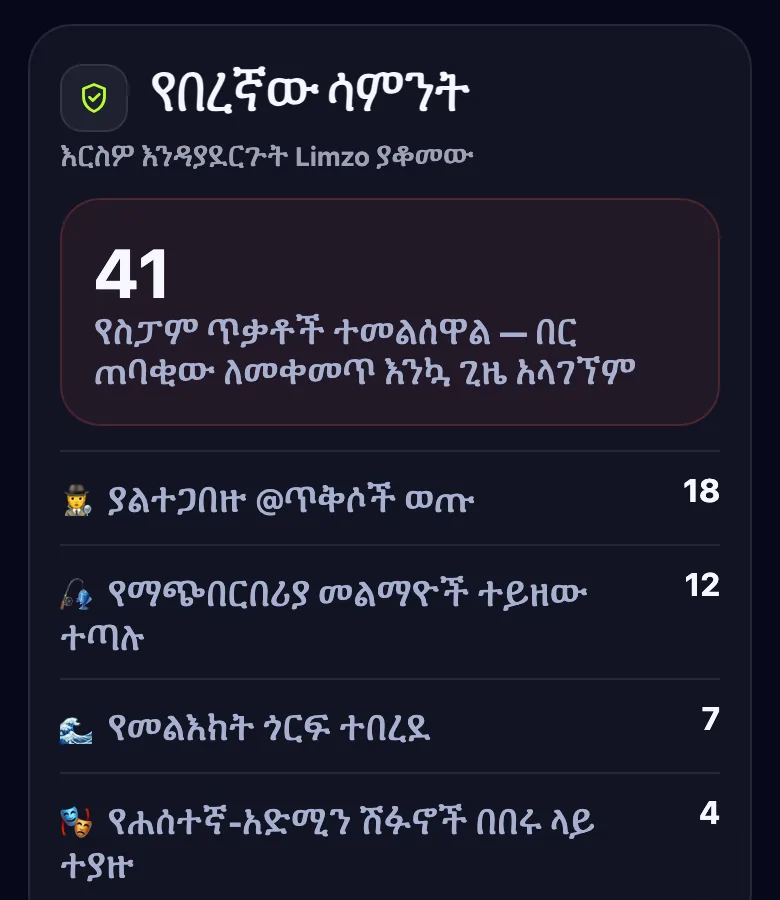የዘበኛው ሳምንት፦ 41 የስፓም ጥቃቶች ተመክተዋል፣ በዓይነት