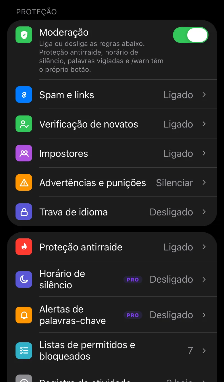 Mini App de admin do Limzo: botões de moderação dentro do Telegram